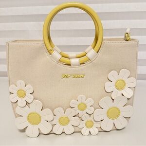 Betsey Johnson Cream and Yellow Floral Shoulder Bag
